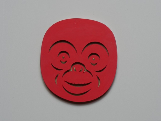 Red Monkey, 2014, Acryl, Fluoreszensfarbe auf Karton, 14x15cm